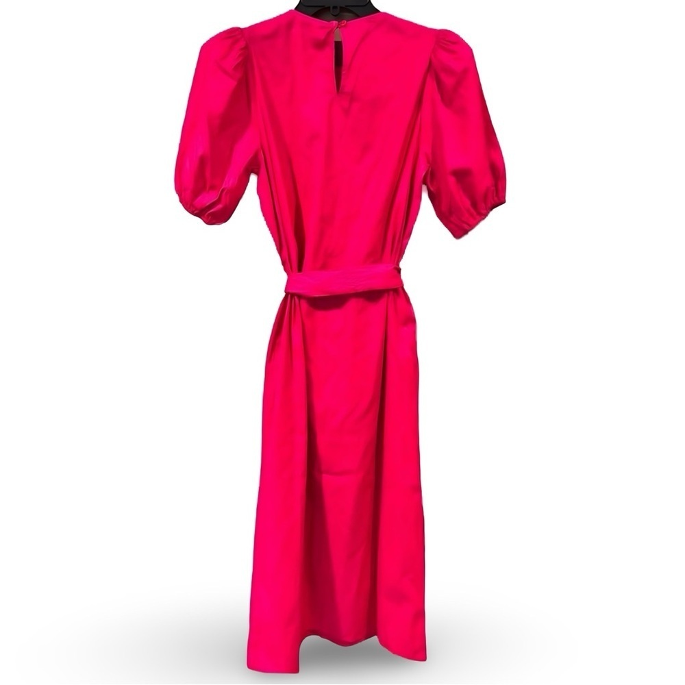 New Reformation Rita Puff Sleeve Belted Midi Dress in Corvette Pink | S - Picture 6 of 11